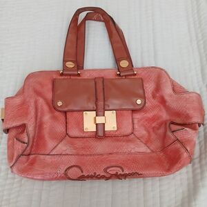 Jessica Simpson Coral Textured Satchel with Gold Hardware
